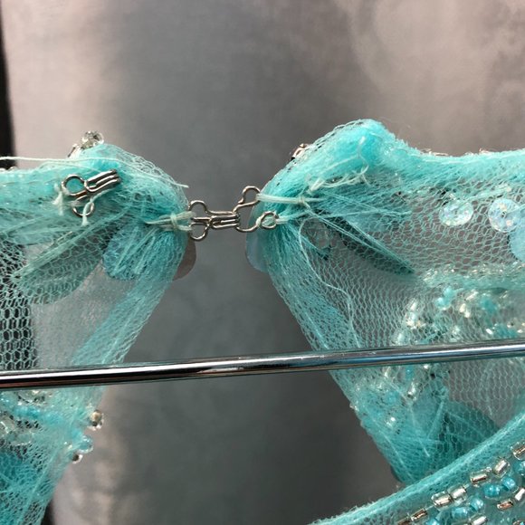 Backless Sleek Sexy  Prom Dress, Size 2, High Neck S/S Mermaid Sequin Put a Slit - Picture 12 of 13